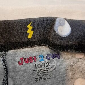 Just 2 Cute Leggings Kids 10/12 Gray Excellent Peace Sign Butterfly Print